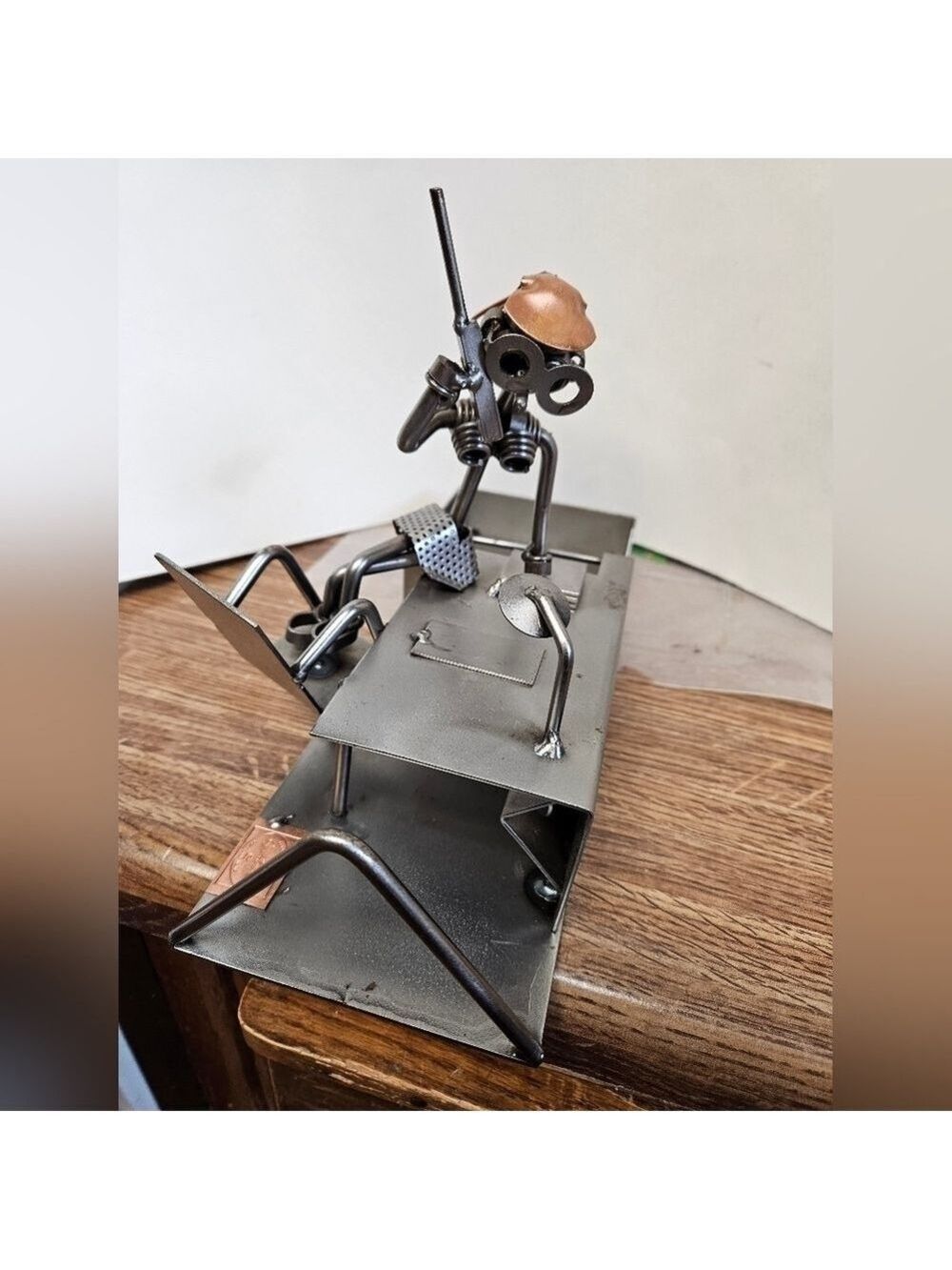 Perfect Trading Co Handmade Nuts & Bolts Woman on Phone Desk Sculpture Organizer